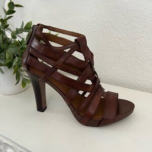 Franco Sarto The Artist’s Collection Brown Leather Sandal Heels A-Rizzo